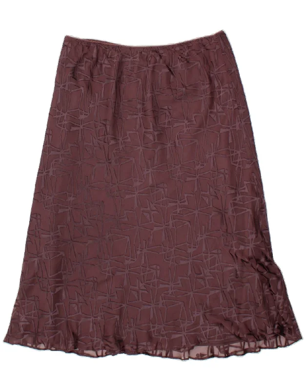 JACQUES VERT Womens Abstract Pattern A-Line Skirt UK 16 Large W34  Brown silk skirt smooth