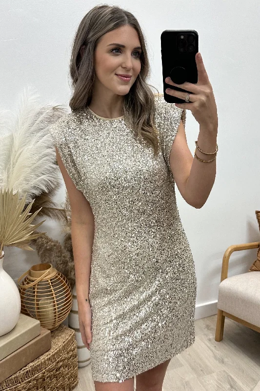 "Shine Bright" Dress (Champagne) Tunics Sale discount