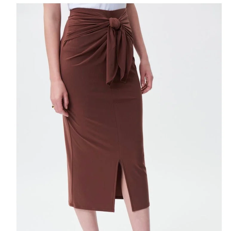 Joseph Ribkoff espresso knot skirt velvet skirt plush