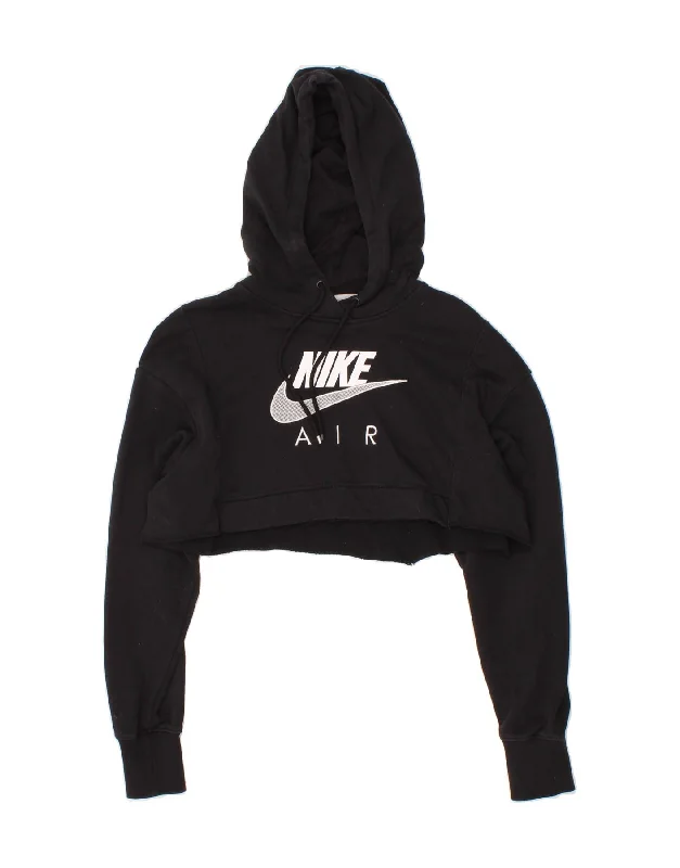 NIKE Womens Oversized Crop Graphic Hoodie Jumper UK 6 XS Black Hoodie with Hem Fringe Bohemian Relaxed NIKE Womens Oversized Crop Graphic Hoodie Jumper UK 6 XS Black Hoodie with Hem Fringe Bohemian Relaxed