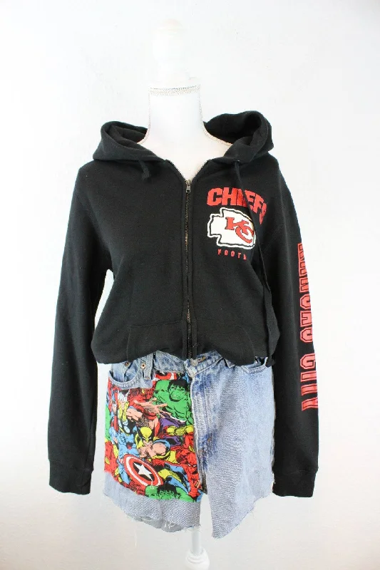 Vintage Chiefs Team Apparel Zip Hoodie (M) Hoodie with Cuffed Sleeves Snug Secure
