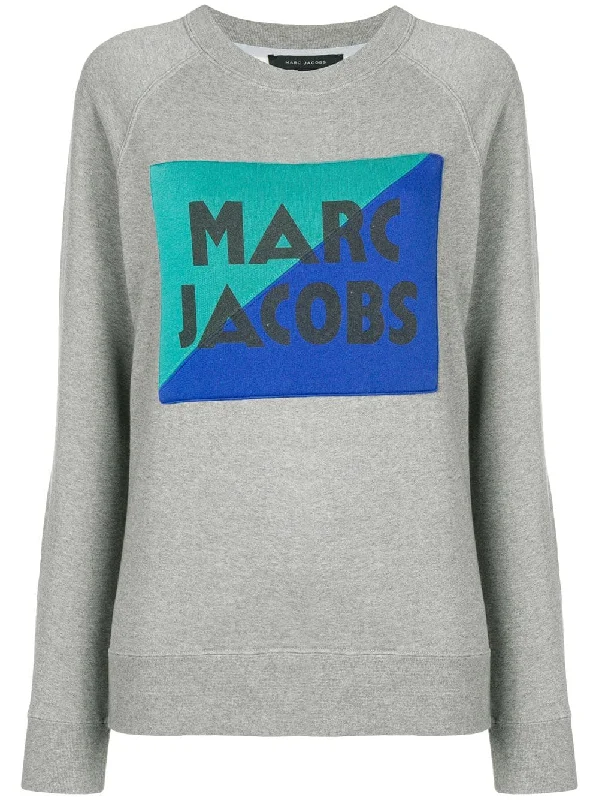 spliced logo sweatshirt Hoodie with Exposed Zipper Edgy Industrial