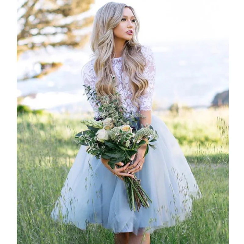Short Homecoming Dress, Lace Homecoming Dress, Knee-Length Homecoming Dress, Tulle Homecoming Dress, Two Pieces Junior School Dress, LB0845 Tunics Occasion special