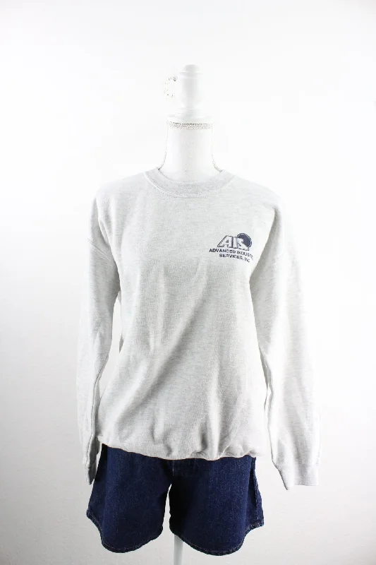 Vintage Grey Sweatshirt (M) Hoodie with Zipper Placket Modern Functional