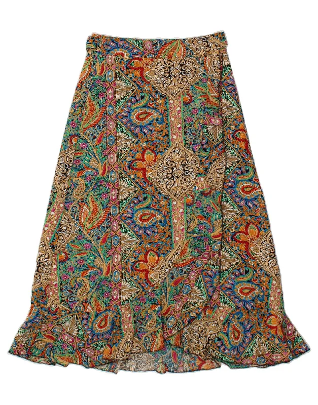 SHEIN Womens A-Line Skirt Large W32  Multicoloured Paisley Polyester silk skirt luxurious