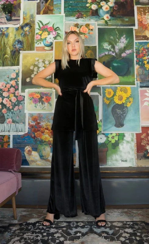 Black Velvet Pants Slim Fit Casual Pants