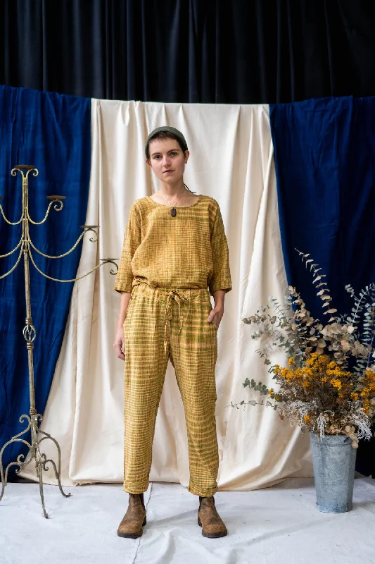 Drawstring Pants - Brown Mixed Weave Khadi Cozy Lounge Pants