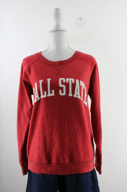 Vintage Ball State Sweatshirt (L) Hoodie with Color Block Contrast Stylish
