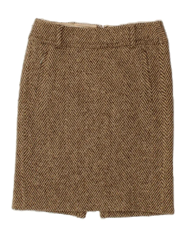 MAX MARA Womens Straight Skirt UK 10 Small W28  Brown Herringbone denim skirt stylish