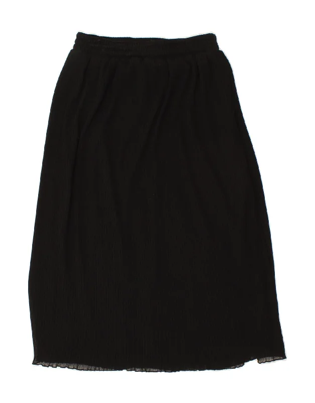 ST MICHAEL Womens A-Line Skirt UK 12 Medium W30  Black Polyester flowy skirt hem