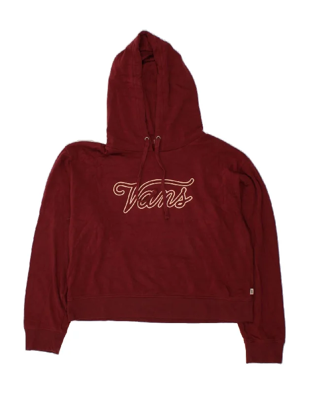 VANS Womens Crop Graphic Hoodie Jumper UK 18 XL Maroon Hoodie with Patch Decorative Personalized VANS Womens Crop Graphic Hoodie Jumper UK 18 XL Maroon Hoodie with Patch Decorative Personalized