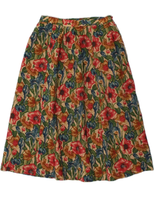 PENNY PLAIN Womens A-Line Skirt UK 14 Medium W30 Multicoloured Floral Wool corduroy skirt comfortable