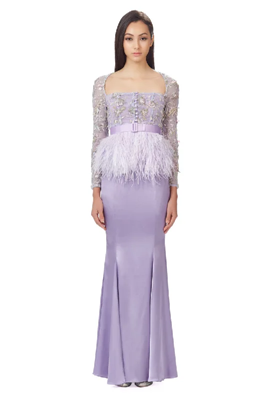 Silk Satin Mermaid Skirt in Lilac linen skirt breathable