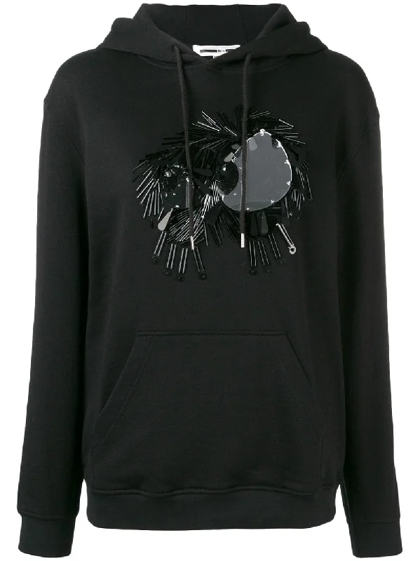embellished monster hoodie Hoodie with Tied Waist Feminine Flattering