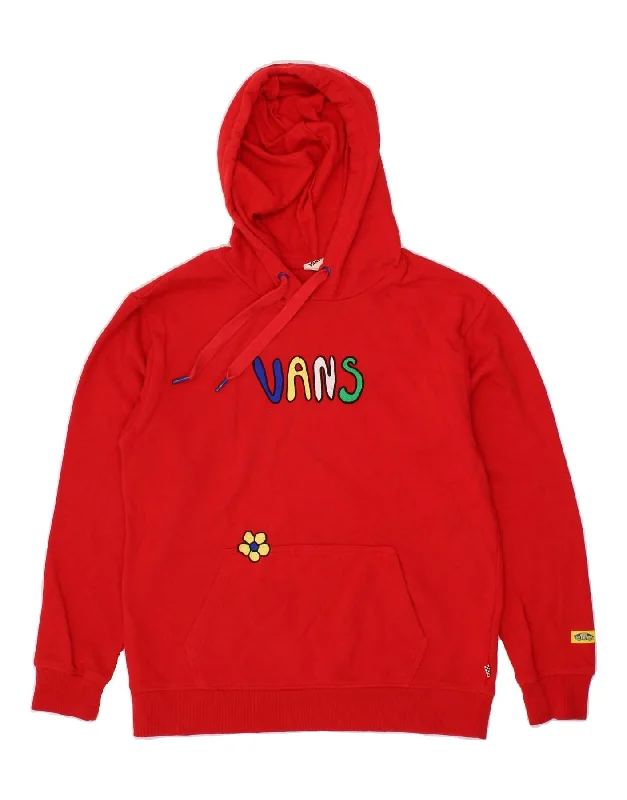 VANS Womens Graphic Hoodie Jumper UK 10 Small Red Cotton Hoodie with Gradient Ombre Colorful