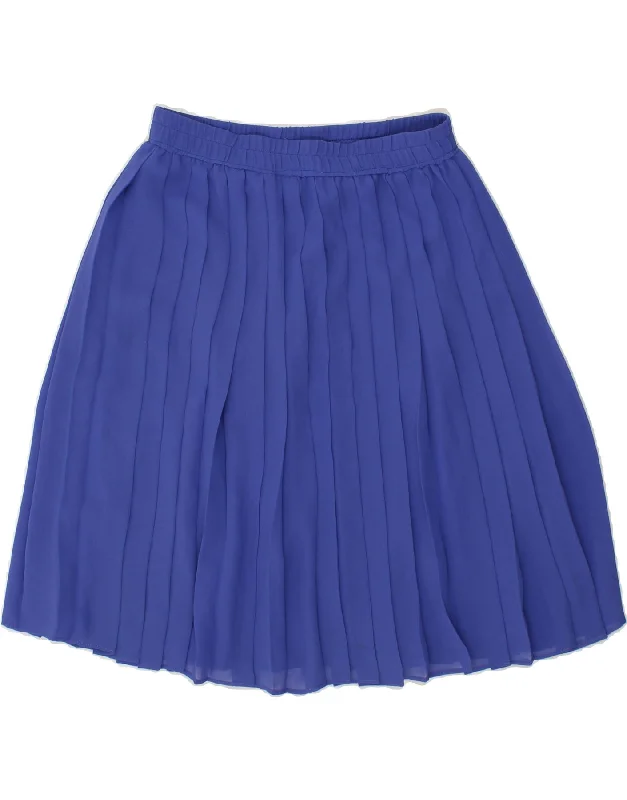 LUCIA Womens Pleated A-Line Skirt UK 16 Large W30 Blue Polyester cashmere skirt fine