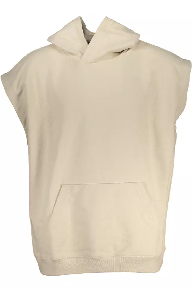 Beige Cotton Men Sweater Layered Multi-layer Single Layer