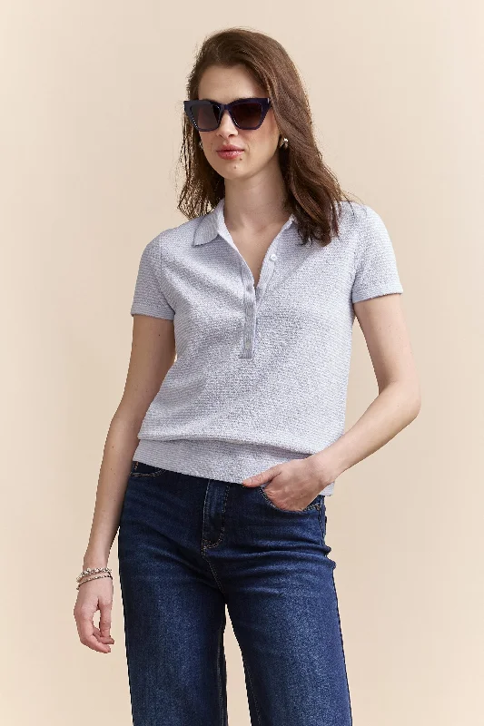 Textured polo sweater Jersey Fabric Tulle Fabric Batik Fabric