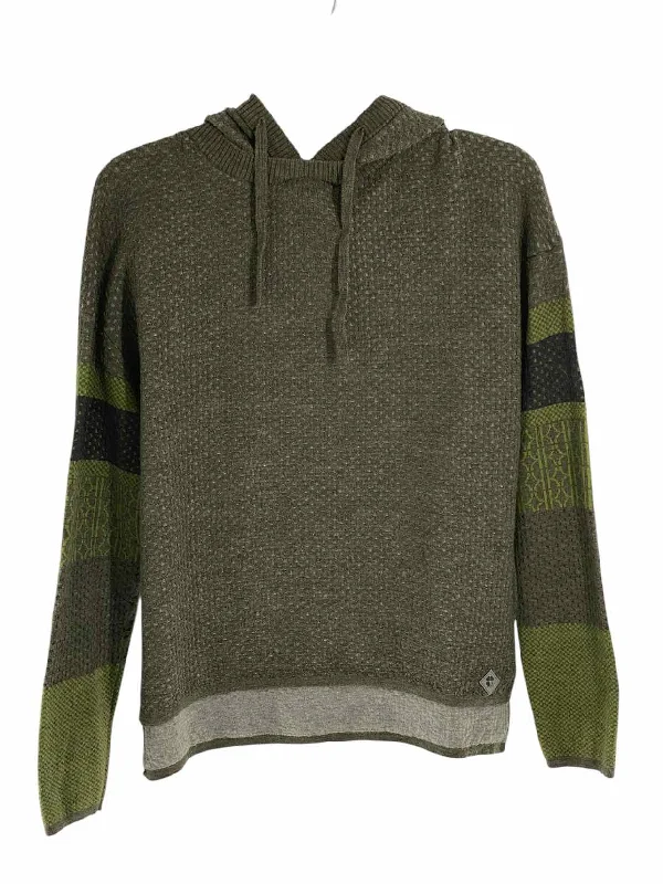 Krimson Klover Size M Green Cotton/Wool Blend Sweater Hooded Caped Shawl Collar