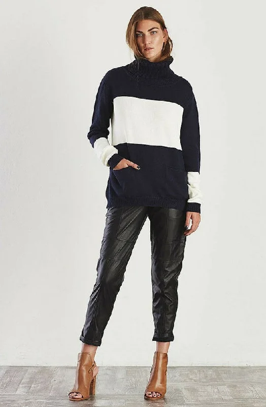 Sentimental Roll Neck Sweater Mesh Blend Leather Blend Suede Blend