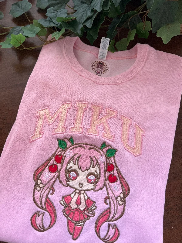 Cherry Miku Crewneck Sweater Faux Fur Fabric Real Fur Fabric Shearling Fabric