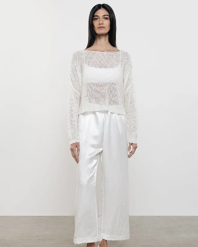 Linen Open Knit Bateau Sweater Velvet Chenille Corduroy