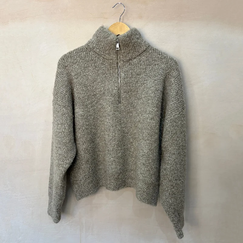 Andre Sweater in Smoke by Le Bon Shoppe Embroidered Appliqued Beaded