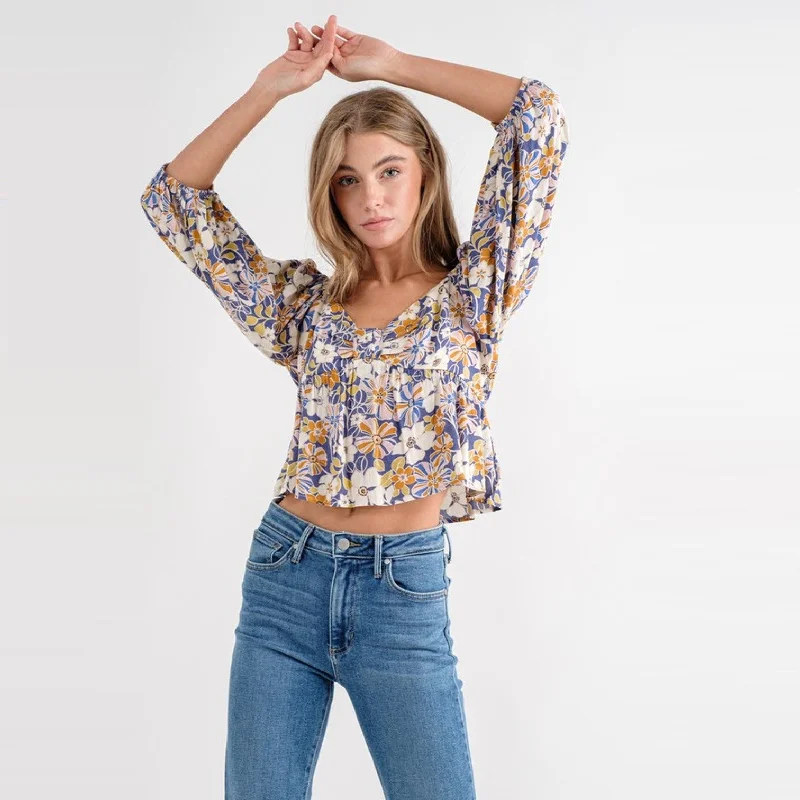 Floral Top (Blue)