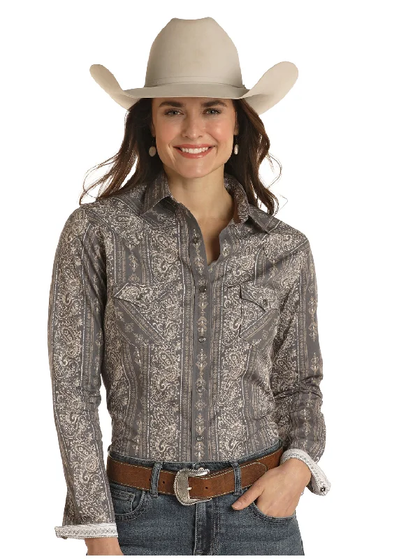 Women's Rough Stock Snap Front Shirt #RSWSOSRYTQ