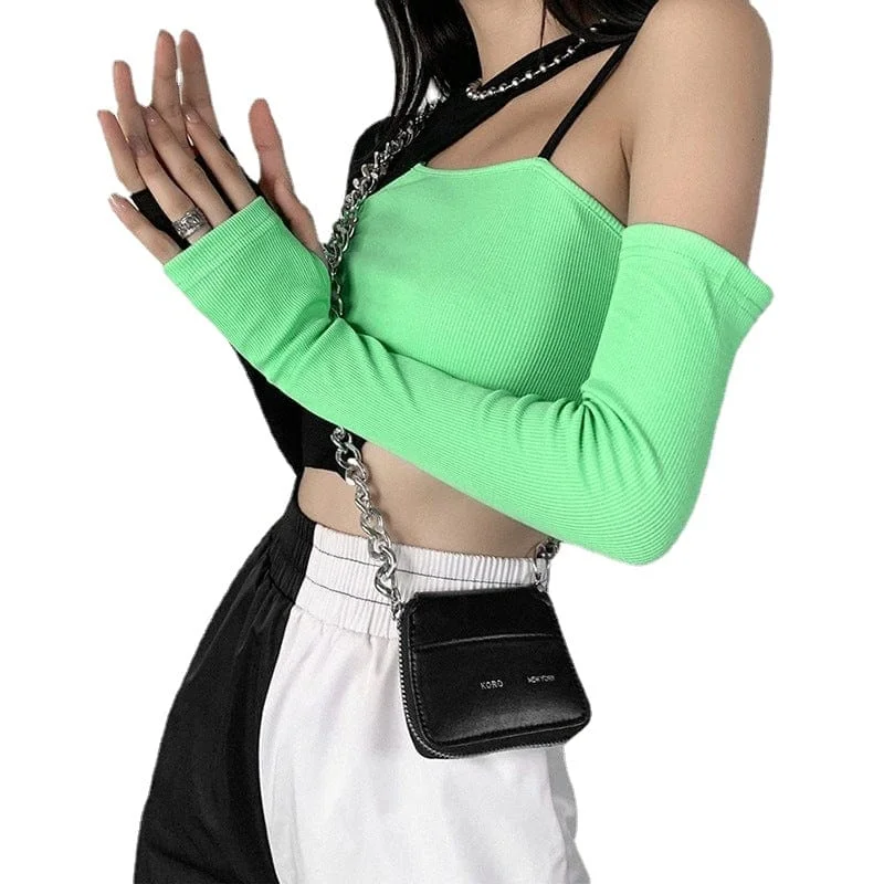 Women's Grunge Double Color Irregular Crop Top