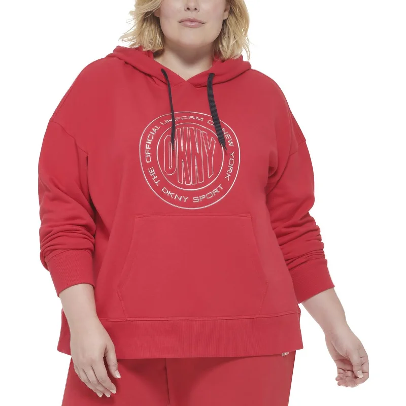 DKNY Sport Womens Plus Logo Metallic Hoodie