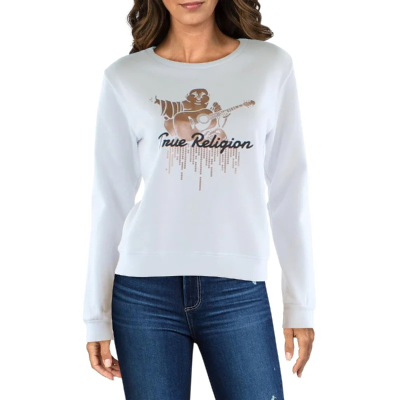 True Religion Womens Crewneck Logo Sweatshirt