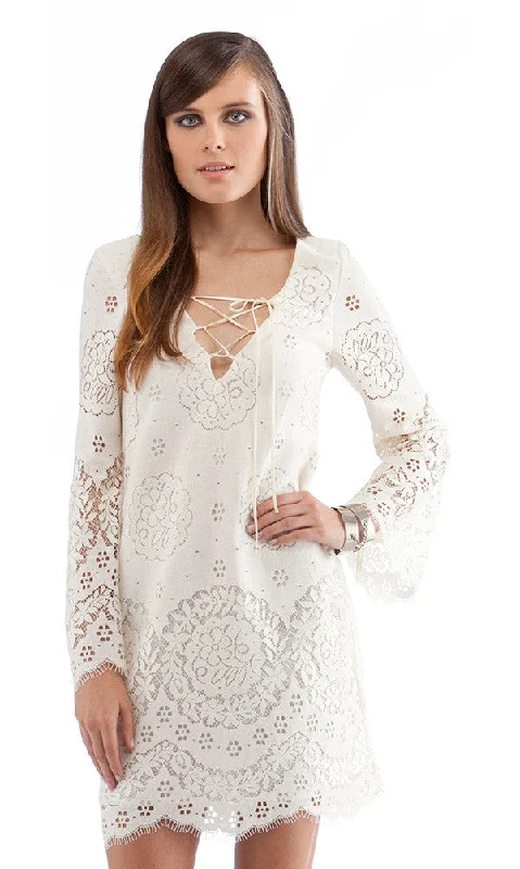 Lace Up Bell Sleeve Dress