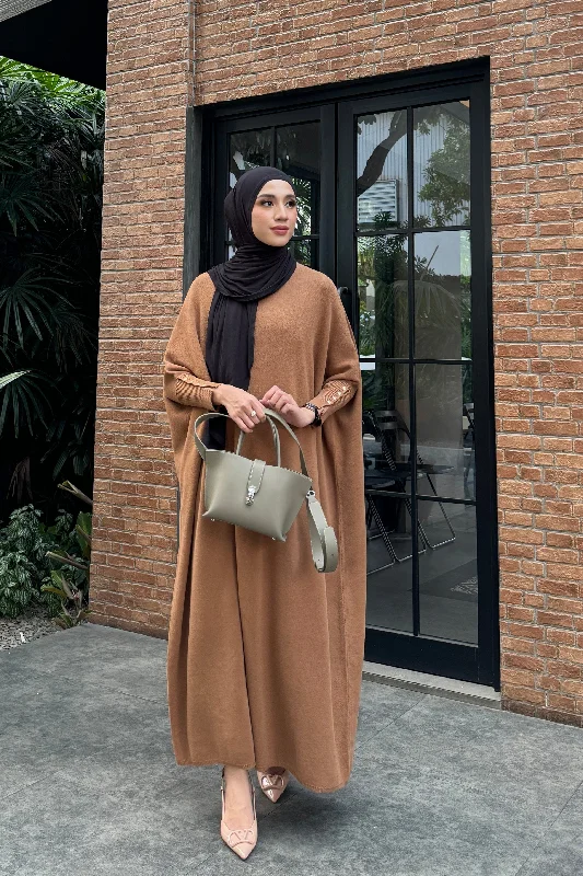 Batwing Dress - Brown - Dress Bahan Rajut Premium - DS0580080