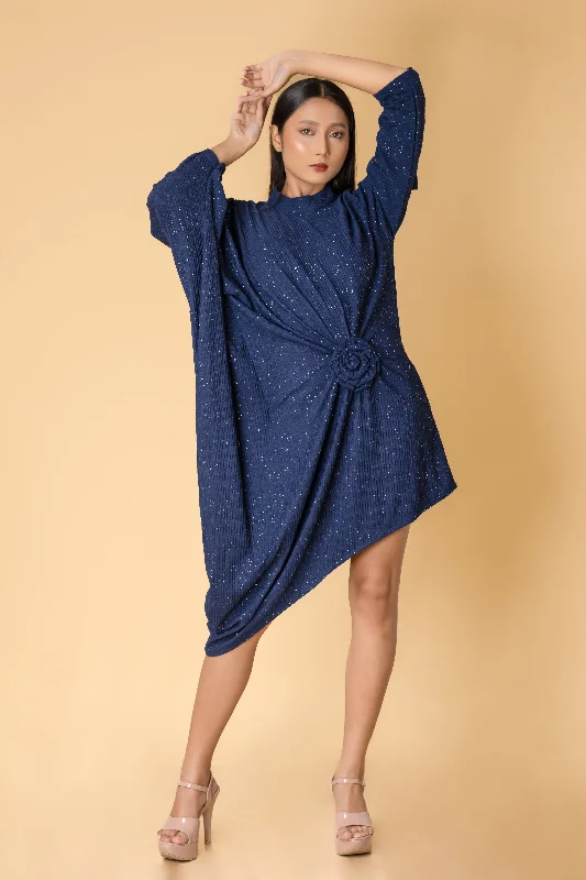 Blue Shimmer Asymmetrical Dress
