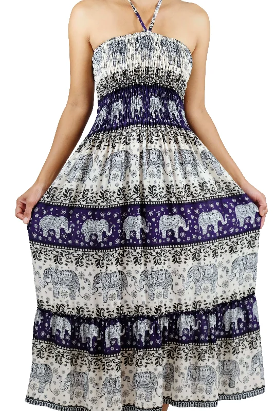 Chang Hits Halter Elephant Dress Purple