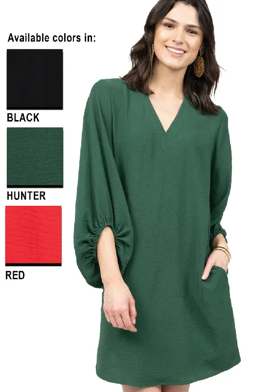 Deep V-Neck Hunter Dress by Ivy Jane