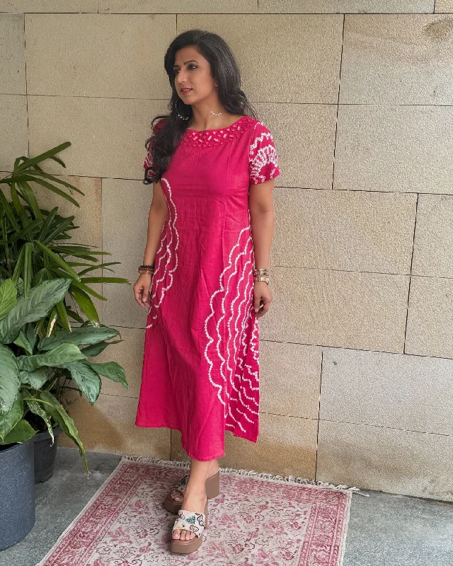 EE-X03260 Pink cotton dress