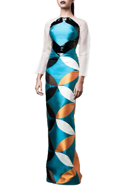 ELLIPSE JACQUARD SILK TWILL GOWN