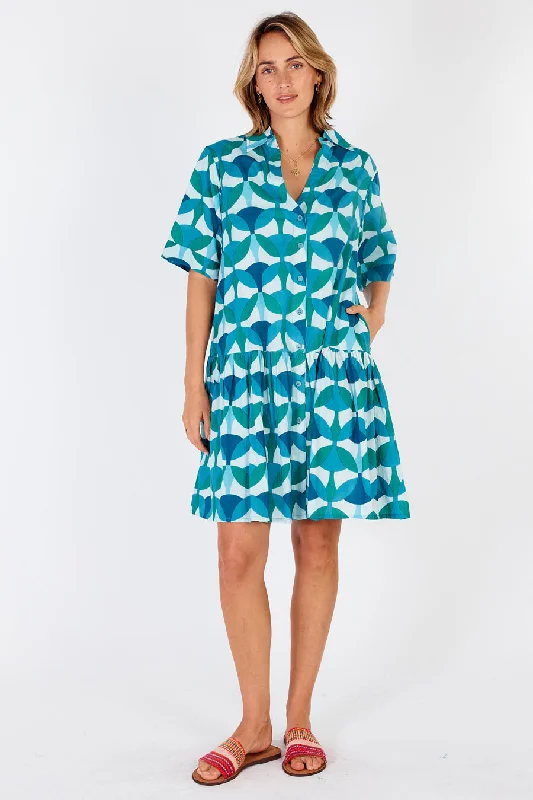 IBSA Phoenix Button Dress Lagoon