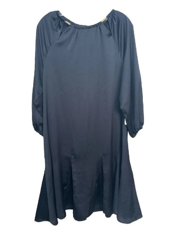 Iris Setlakwe Size 6 Black Polyester Knee Length Long Puff Sleeve Dress