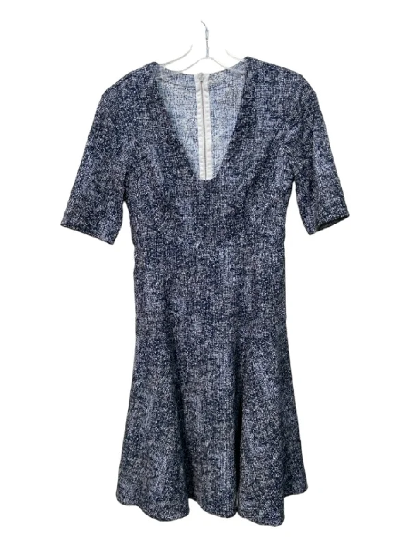 Lela Rose Size Est Size 4 Navy & white Blend Speckled Elbow Sleeve Dress