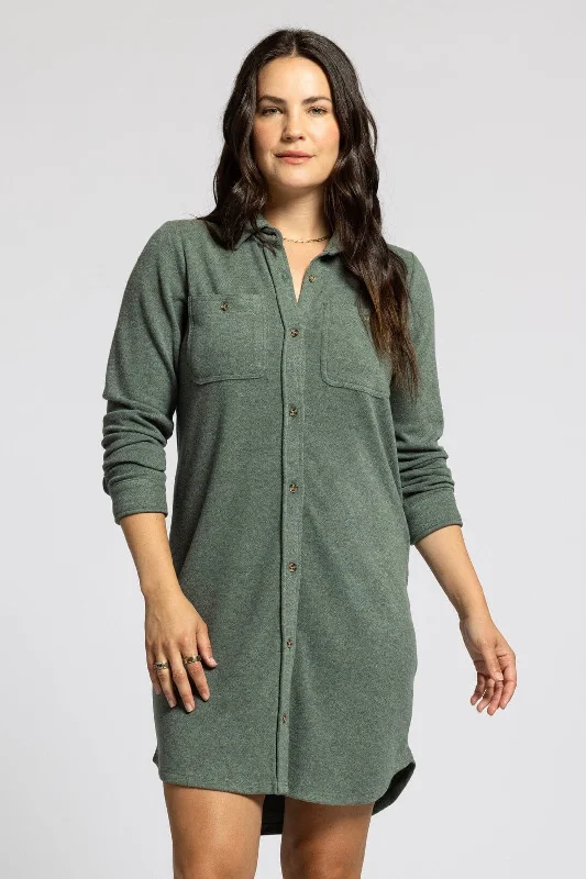 Leslie Button Down Dress - Heather Foliage