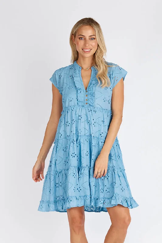 Lulalife Finley Tiered Dress Sky