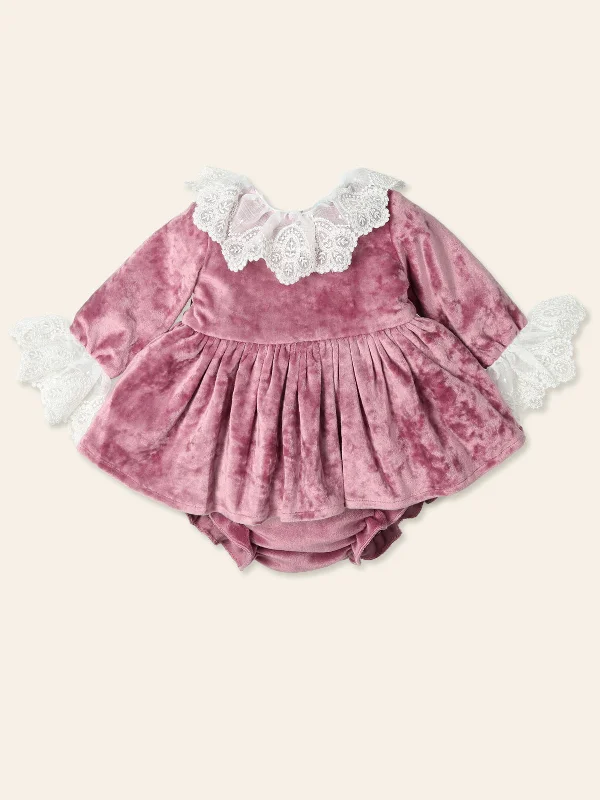 Maia Pink Velvet Dress Set
