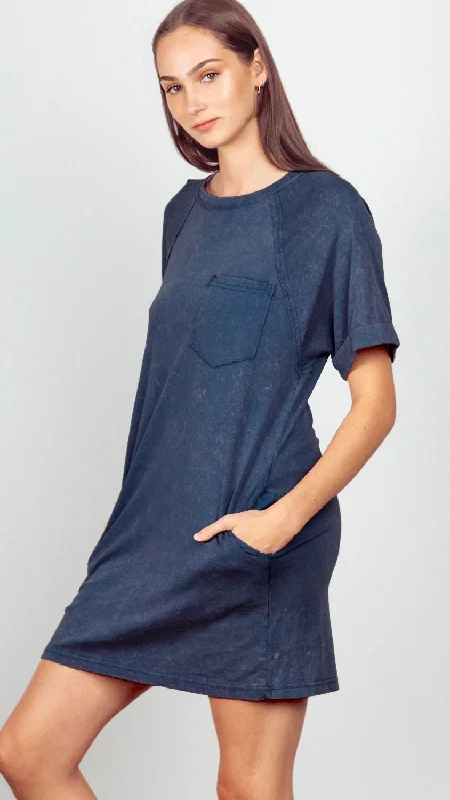 Mineral Wash Knit Dress w/Pockets