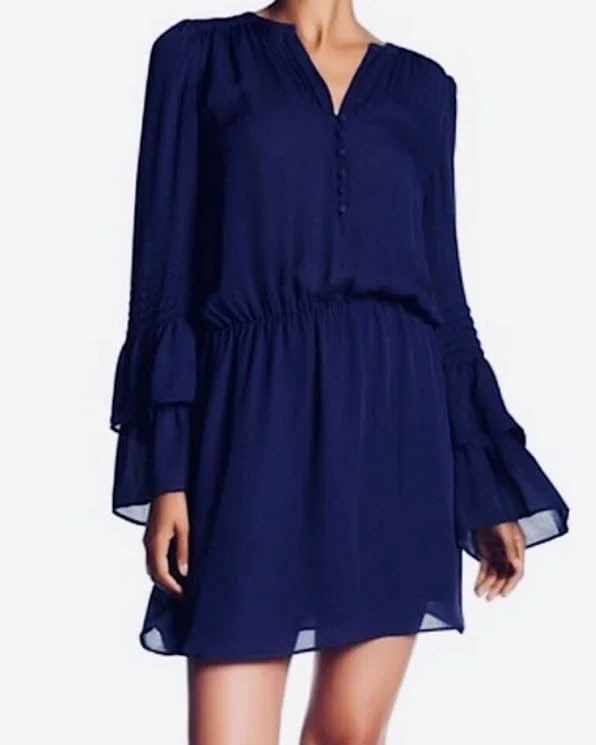 Navy Tiered Sleeve Dress