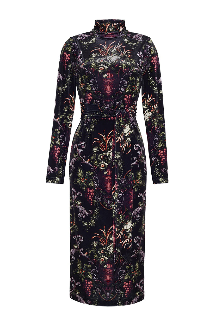 Piper Dress in Black Fleur