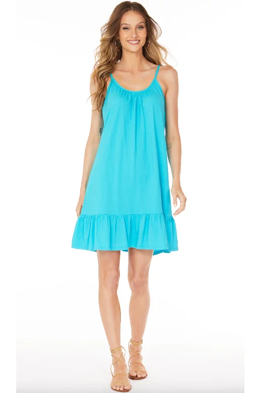 SHIRRED CAMI RUFFLE DRESS