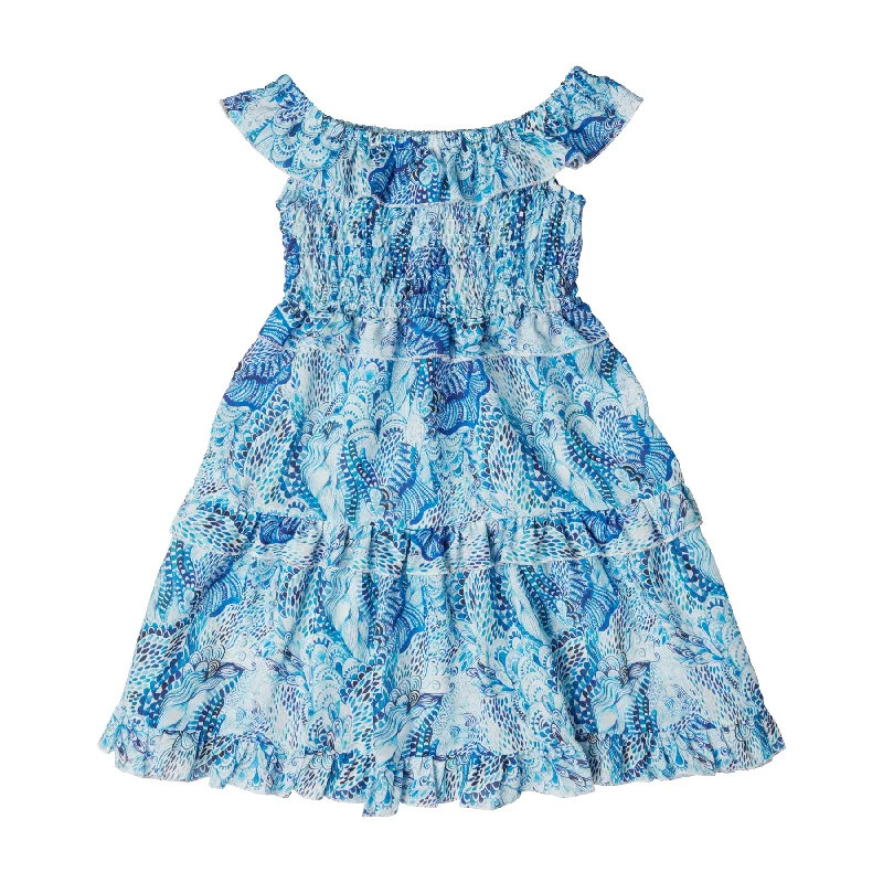 GIRL'S SHIRRED DRESS WAVES